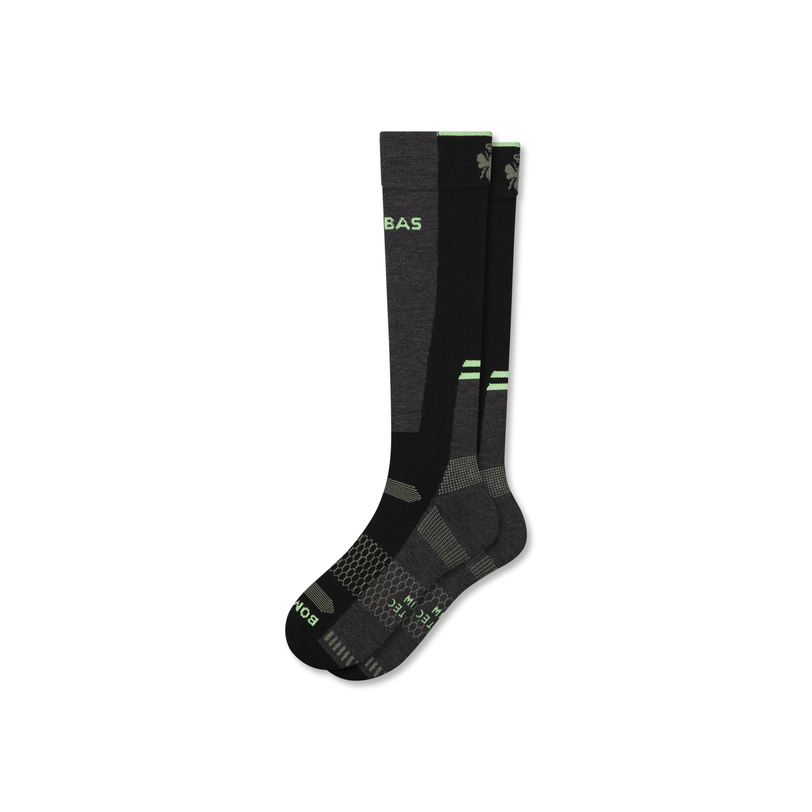 Mid-Cushion Merino Wool Ski & Snowboard Socks - black lime L [9714]