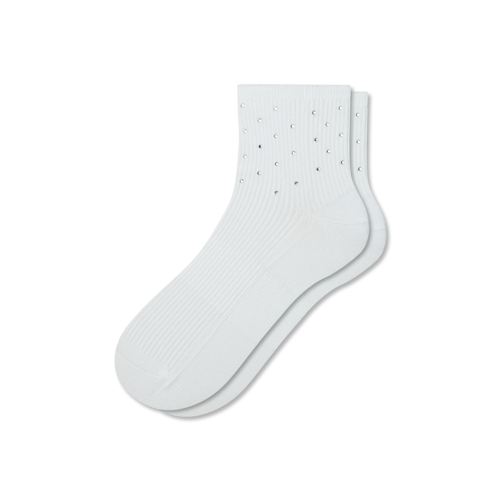 Lightweight Rhinestone Quarter Socks - white L [9724]