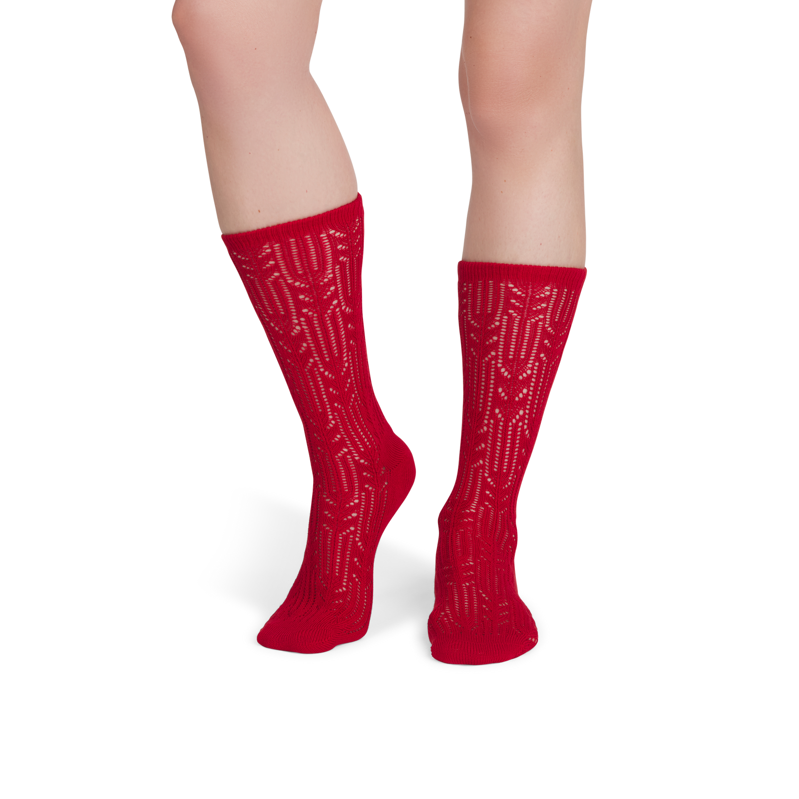 Pointelle Calf Socks - heritage red WO1 [9728]