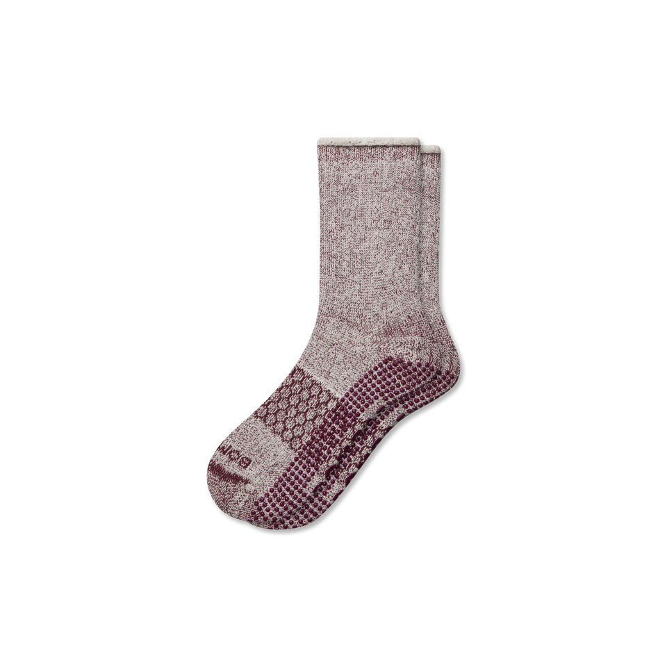 Merino Wool Blend Gripper Sweatshirt Socks - Burgundy L [9805]