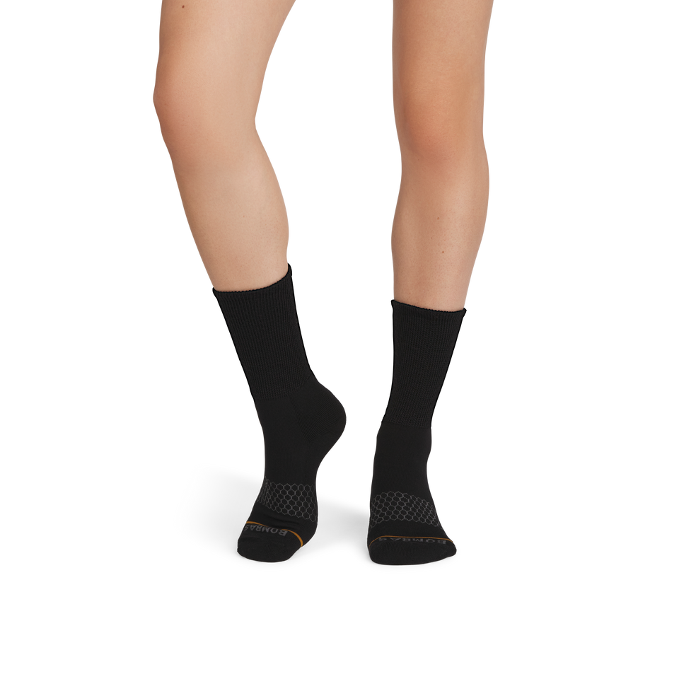 Merino Wool Blend Ultra Stretch Calf Socks - Black WO1 [9811]