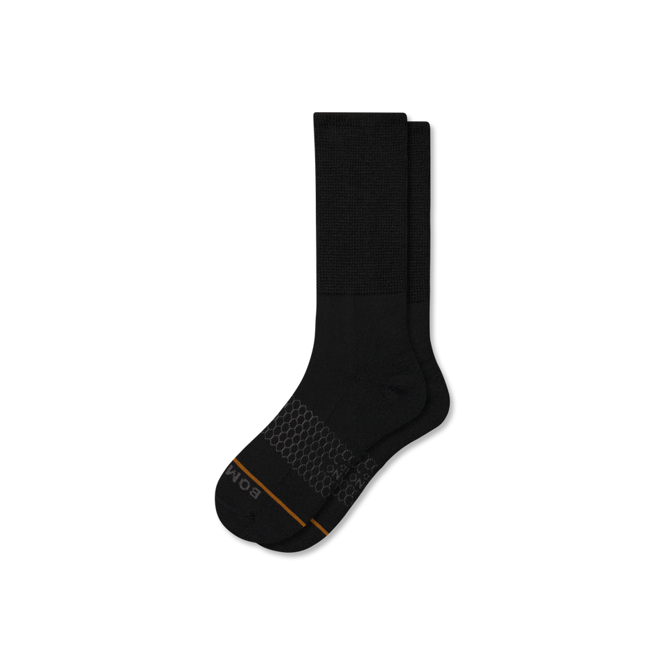 Merino Wool Blend Ultra Stretch Calf Socks - Black L [9811]