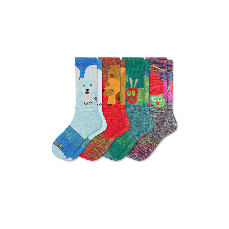 Adult Eric Carle Calf Sock 4-Pack - Cozy Low Cut Support
