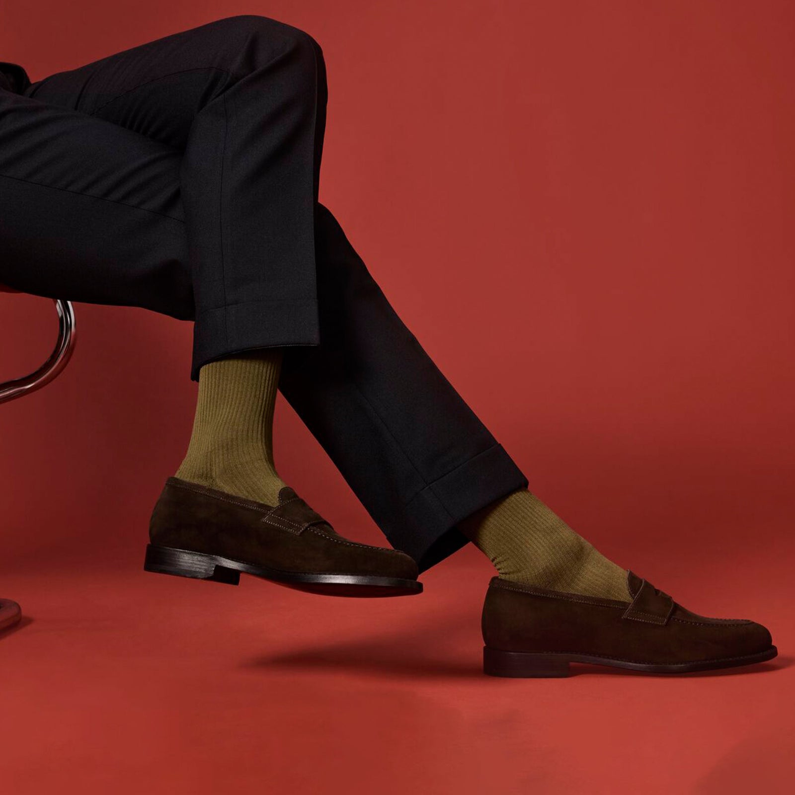 Men's Modern Rib Calf Socks - Green Olive MO1 [Lifestyle]
