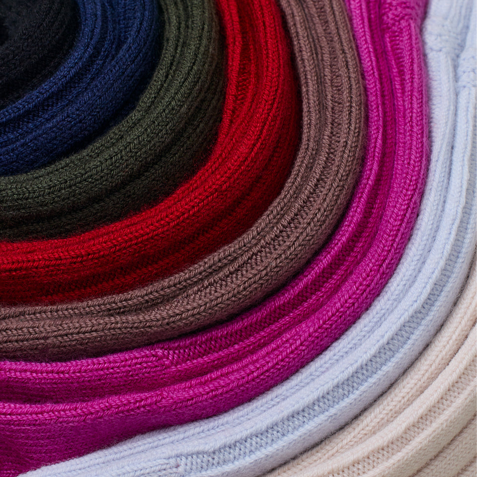 Merino Rib Cashmere Blend Calf Socks - Material Detail [8155]