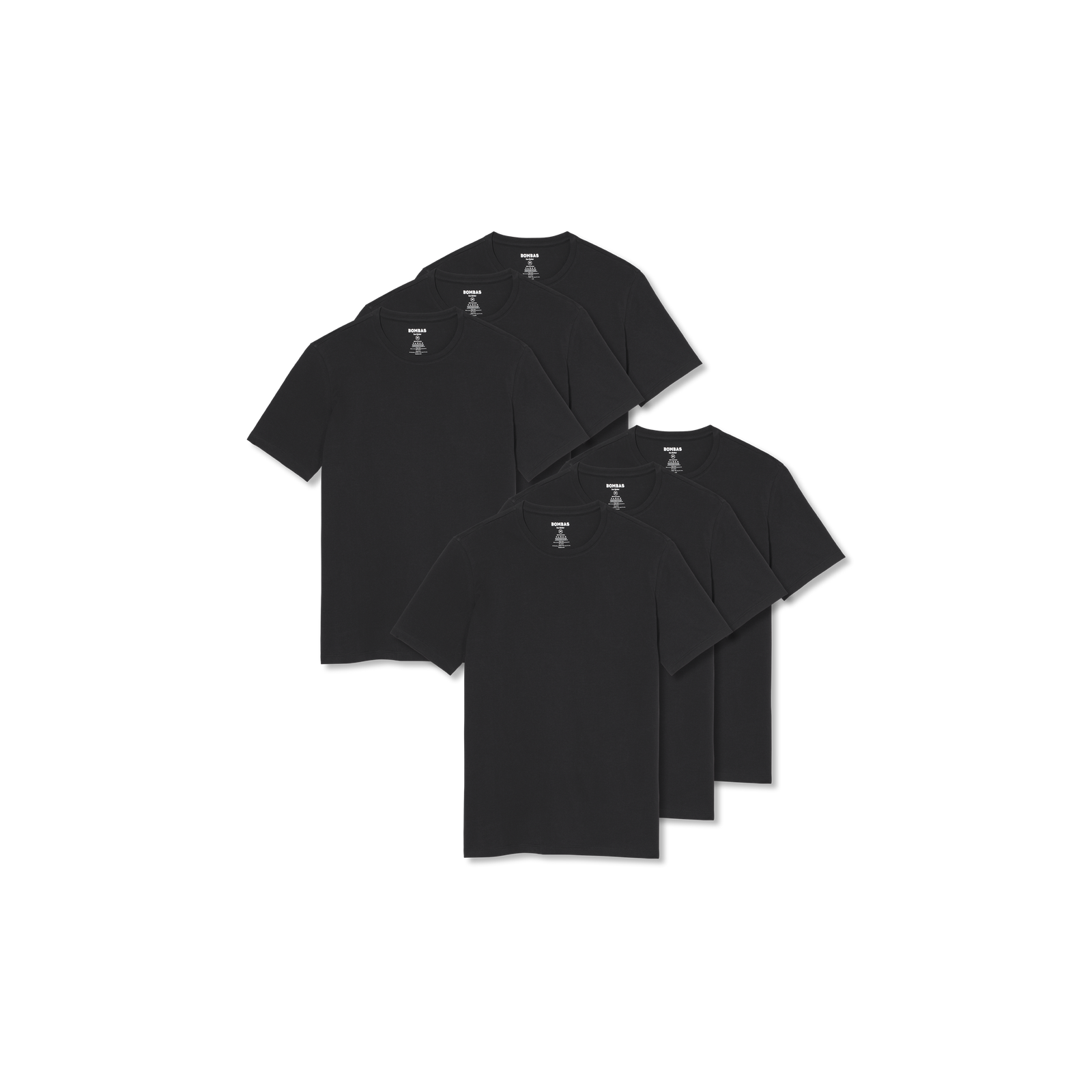Men's Pima Cotton Slim Crew Neck T-Shirt 6-Pack - All Black L