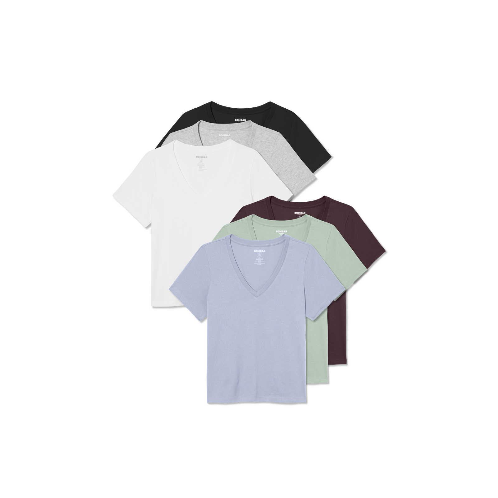 Women's Pima Cotton V-Neck T-Shirt 6-Pack - All Spice Mint Skysail Mix L