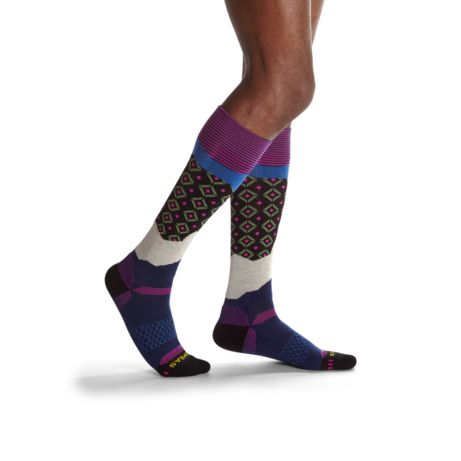 Men's Heavyweight Merino Wool Ski & Snowboard Sock 2-Pack Gift Bag - black-bluebird-mix - 2