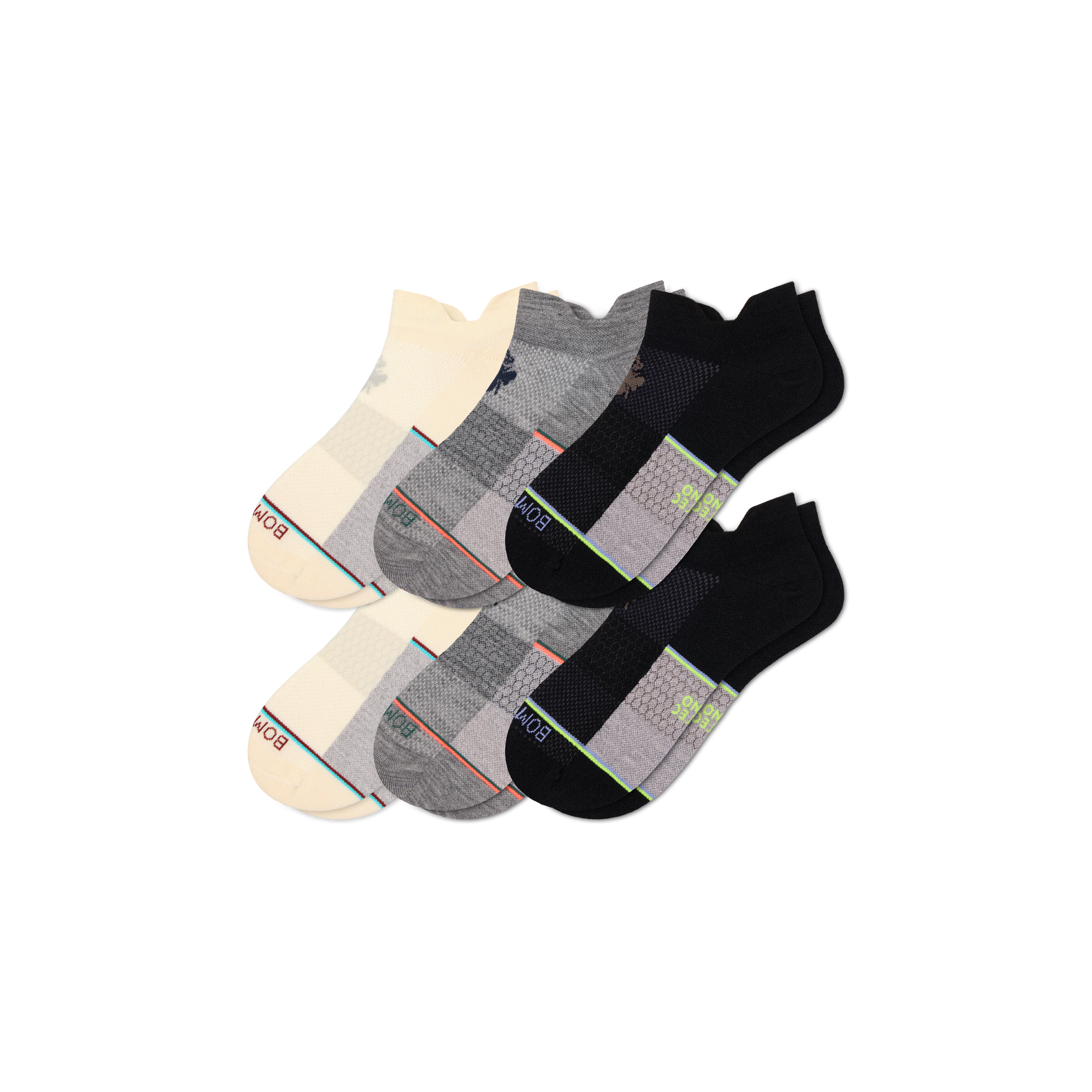 UltraLite Sport Merino Wool Blend Ankle Sock 6-Pack - black grey mix L