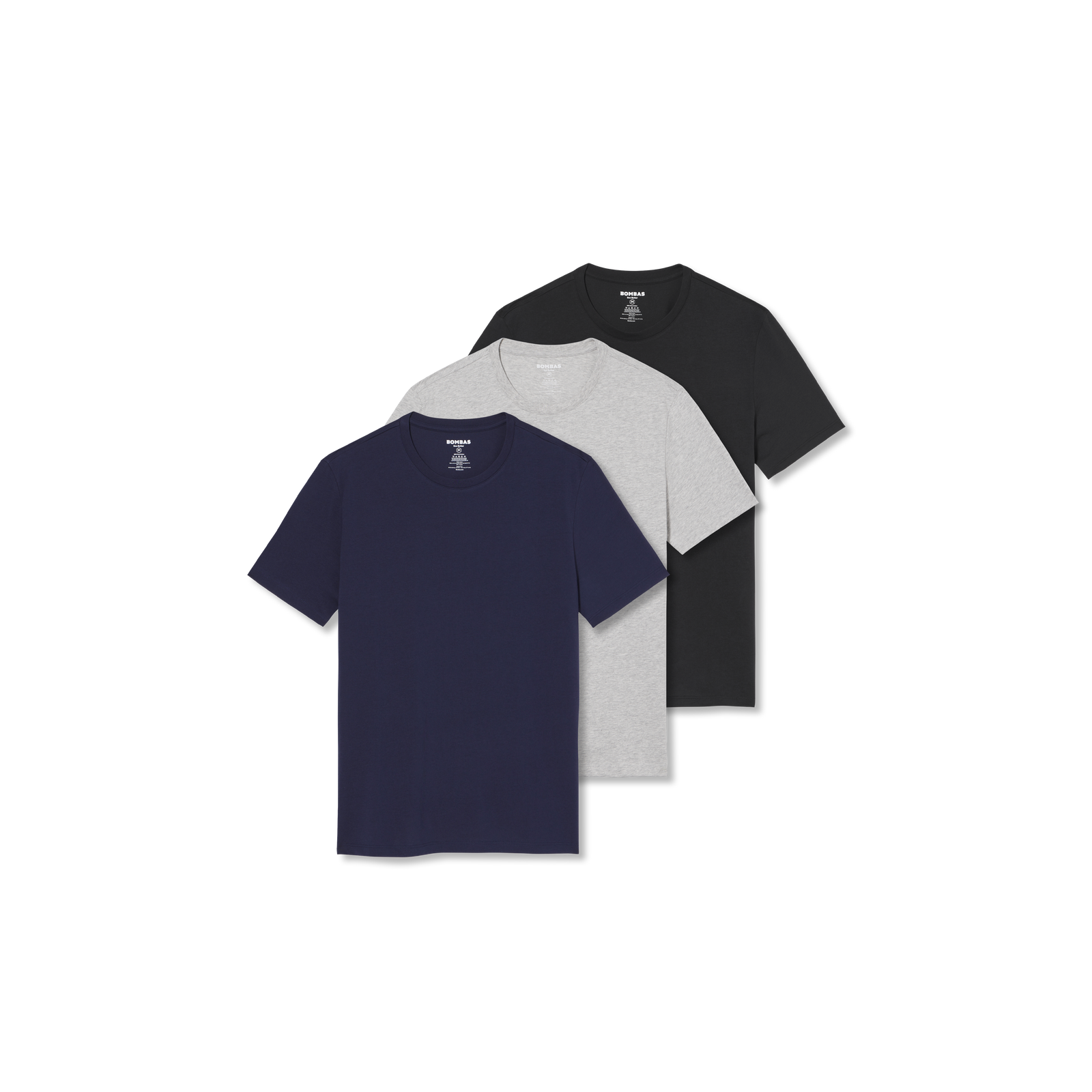 Men's Pima Cotton Crew Neck T-Shirt 3-Pack - Black Grey Navy Mix L