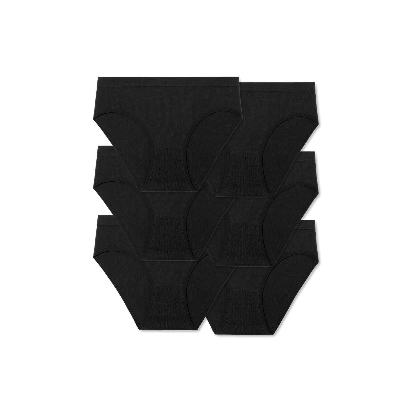 Women's Ribbed Seamless Brief 6-Pack - Black L