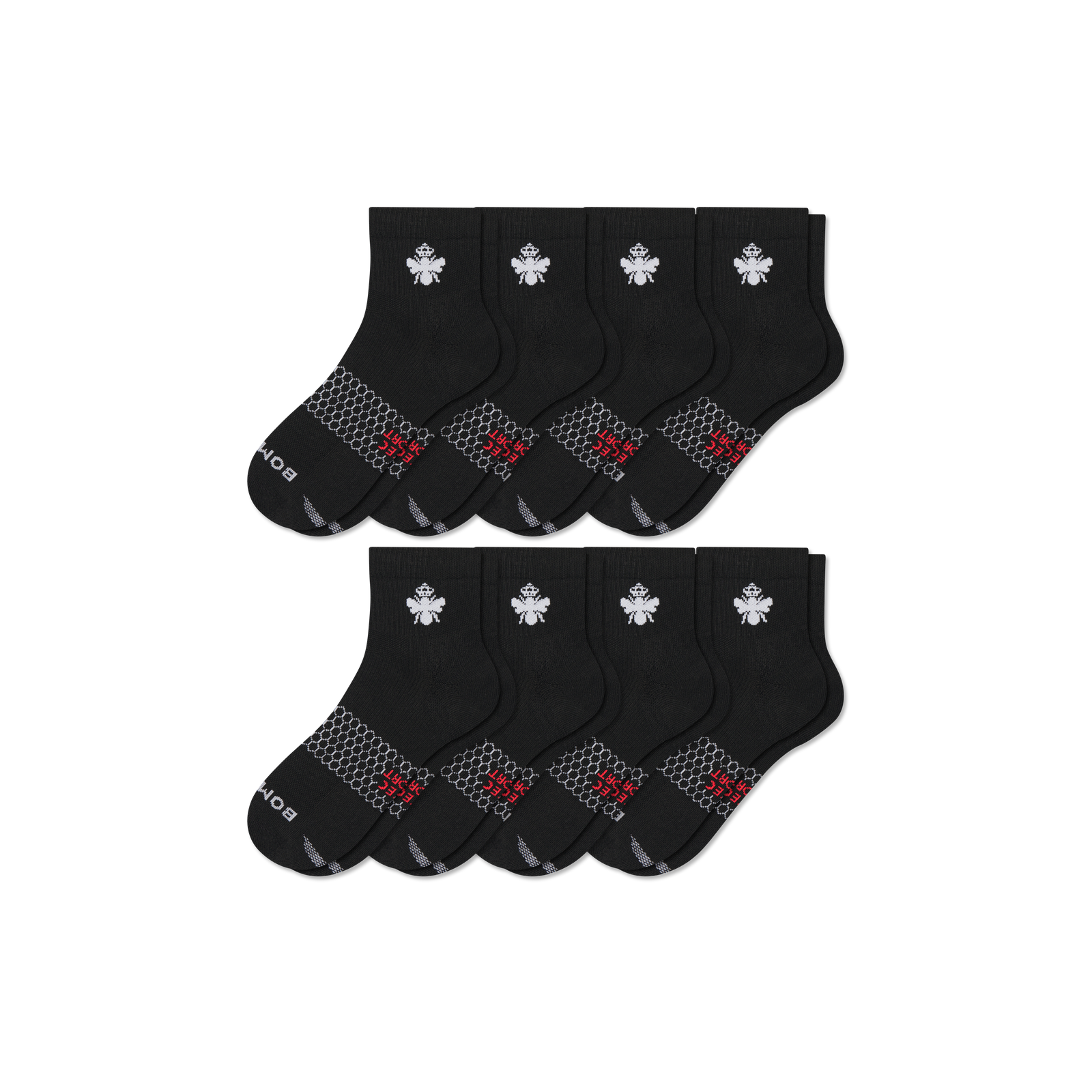 All Sport Quarter Sock 8-Pack - Black L