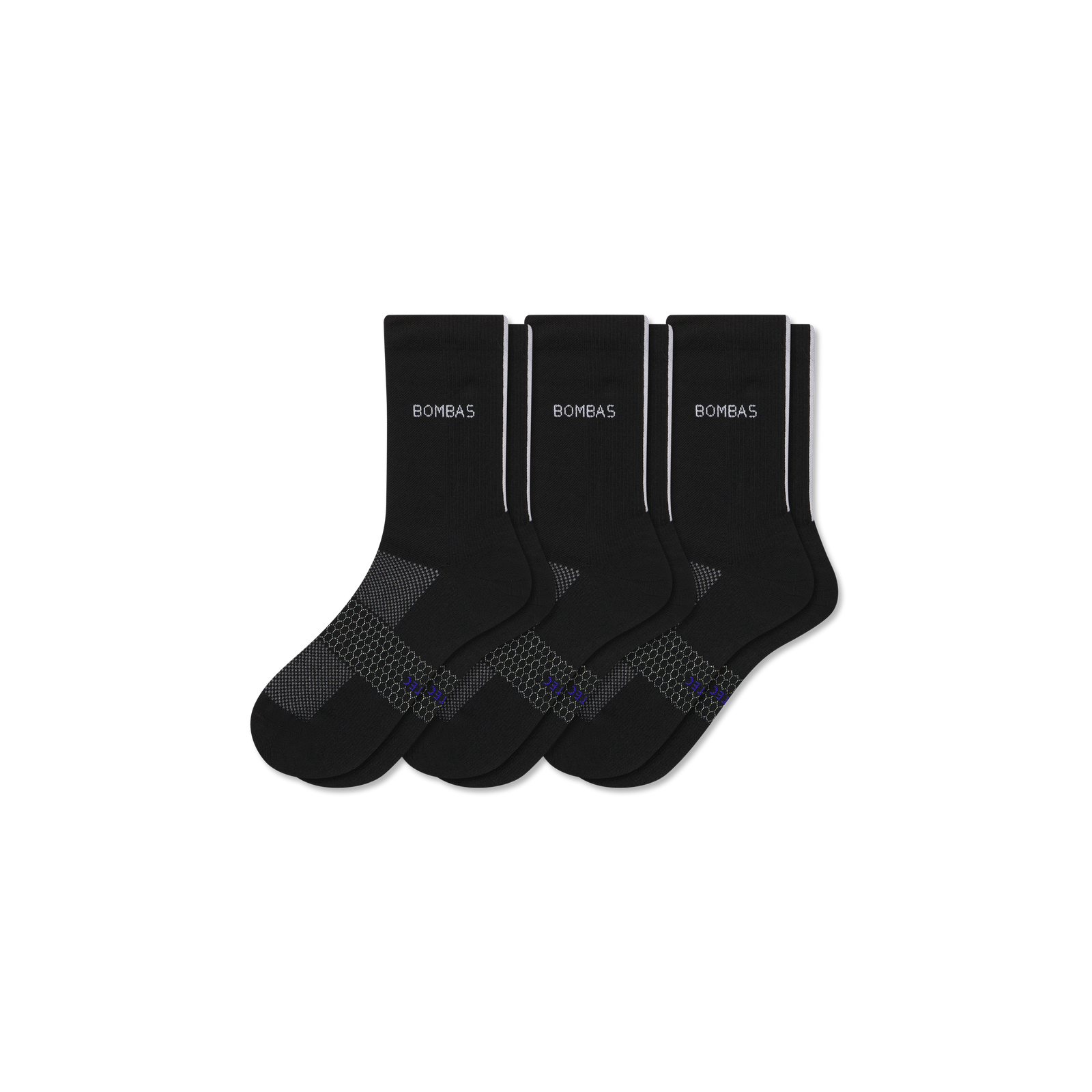Lightweight Athletic Half Calf Sock 3-Pack - Black