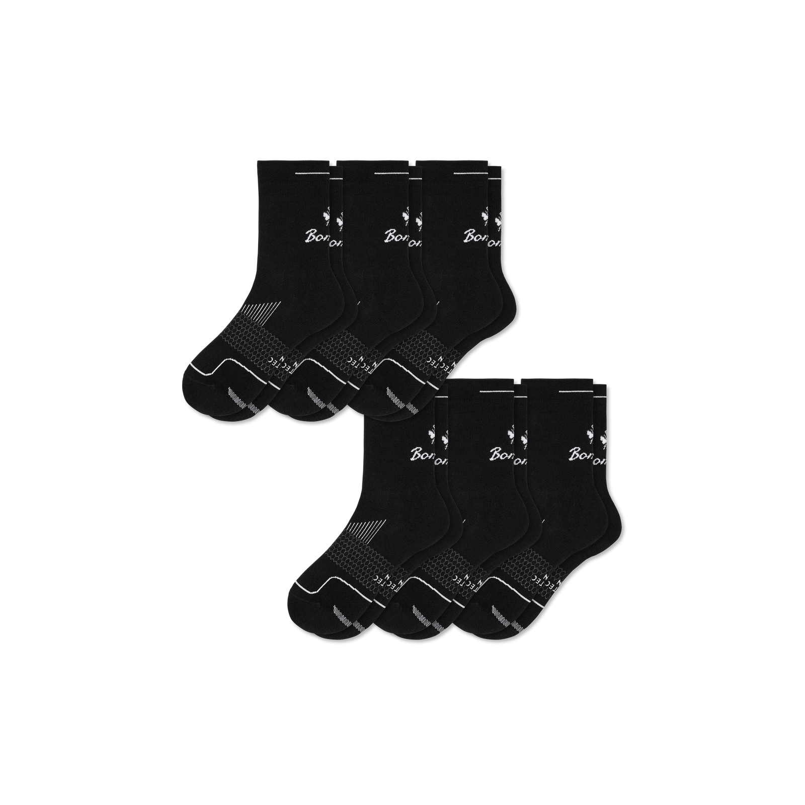 Women's Running Half Calf Sock 6-Pack - Black