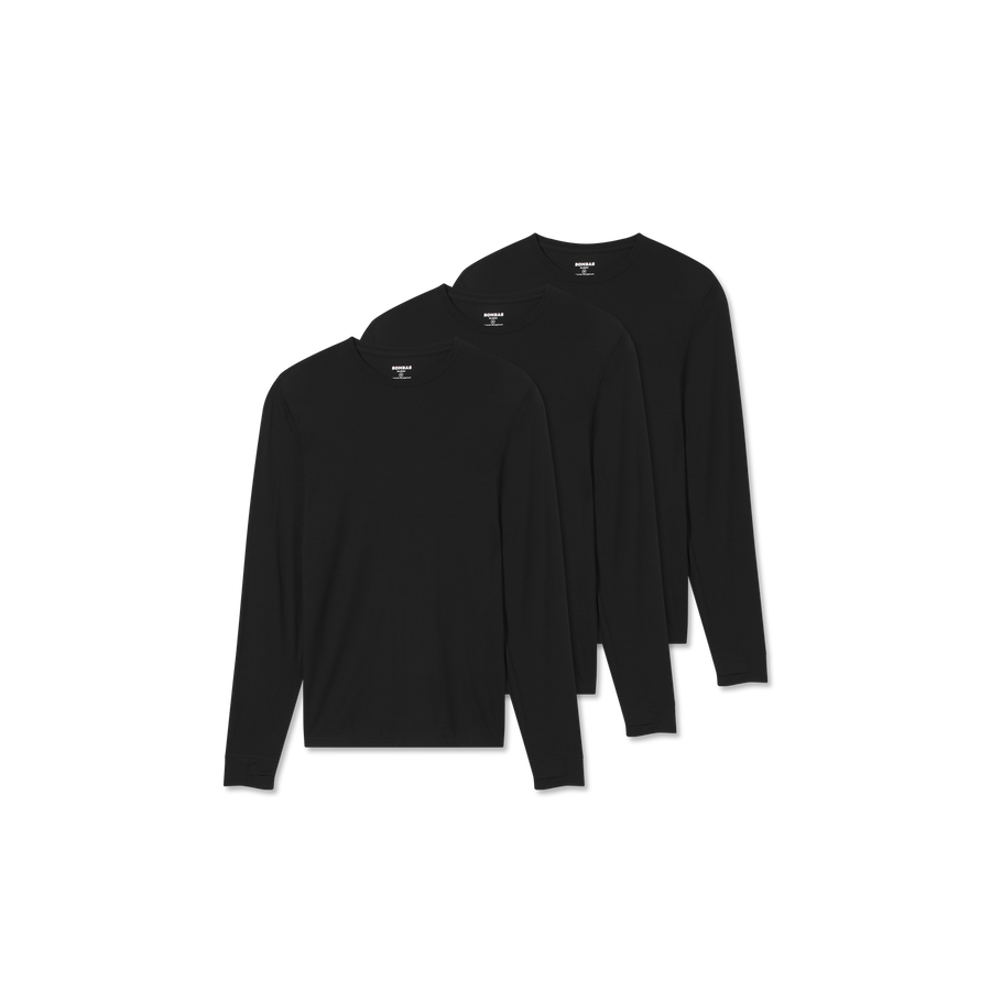 Men's Merino Wool Blend Crew Neck Long Sleeve T-Shirt 3-Pack - Support Trail Flow
