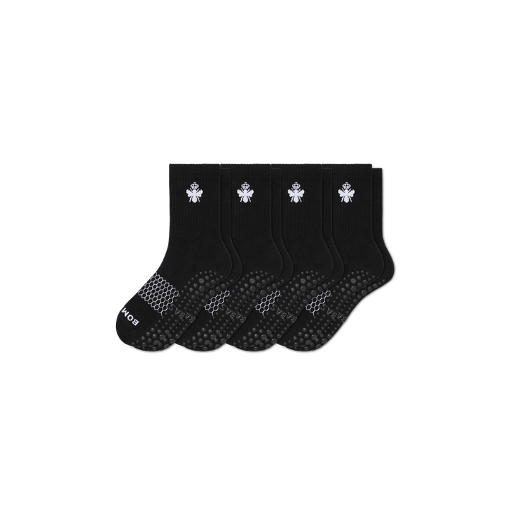 Men's Gripper Half Calf Sock 4-Pack - Black Mix L