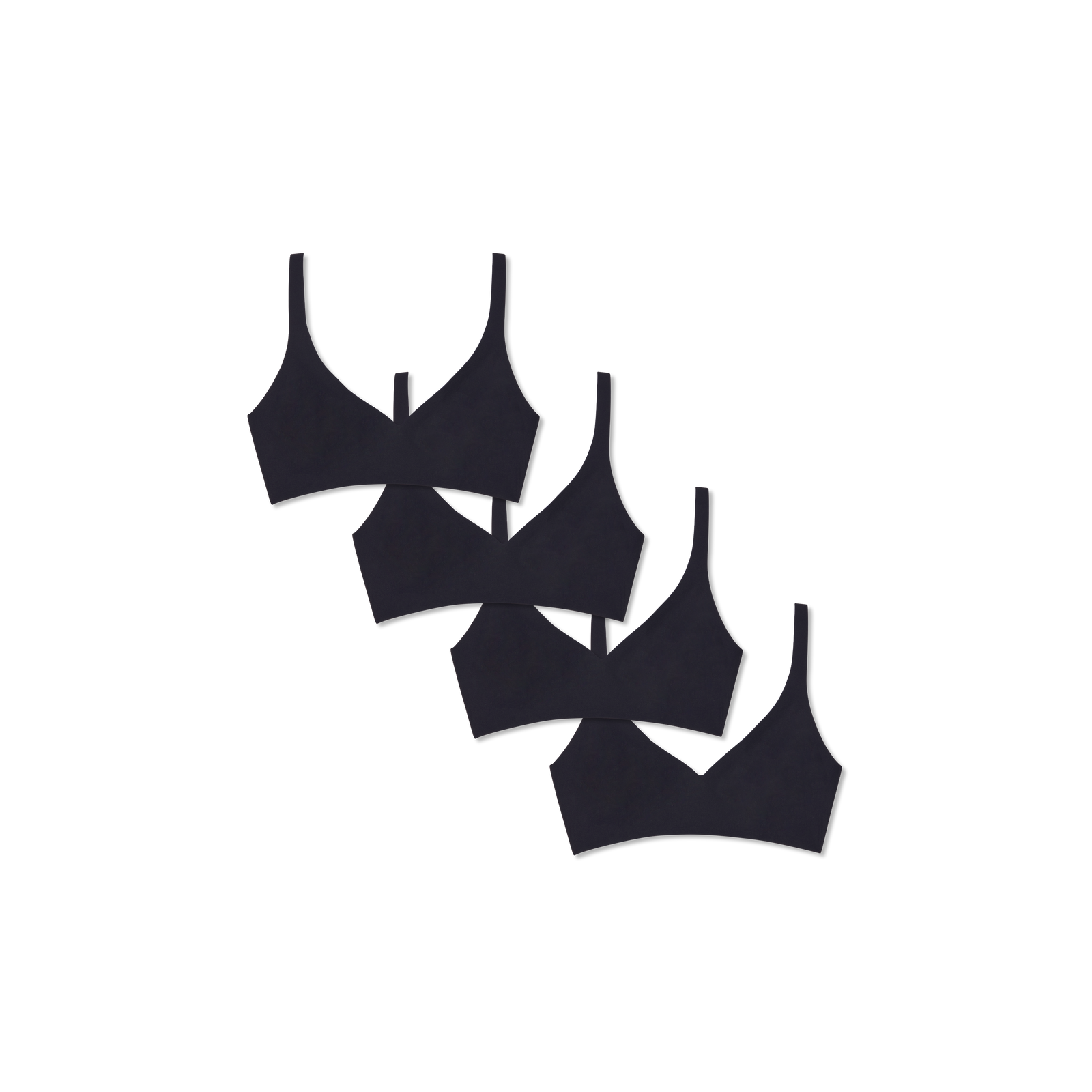 Womenâ€™s No Show Plunge Bralette 4-Pack - Black L