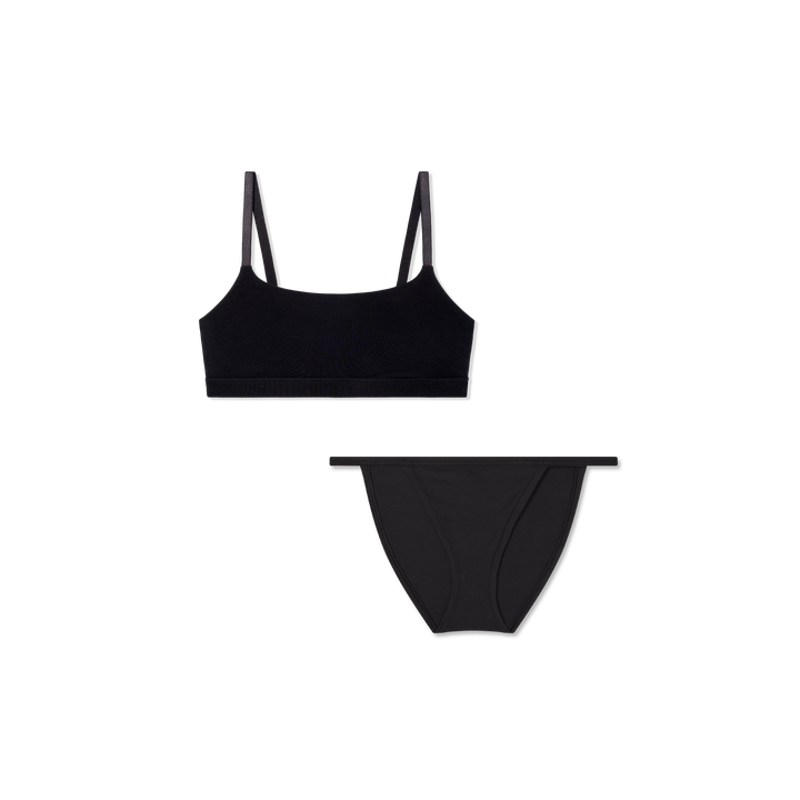 Womenâ€™s Super Soft Bralette + String Bikini Pack - Black L