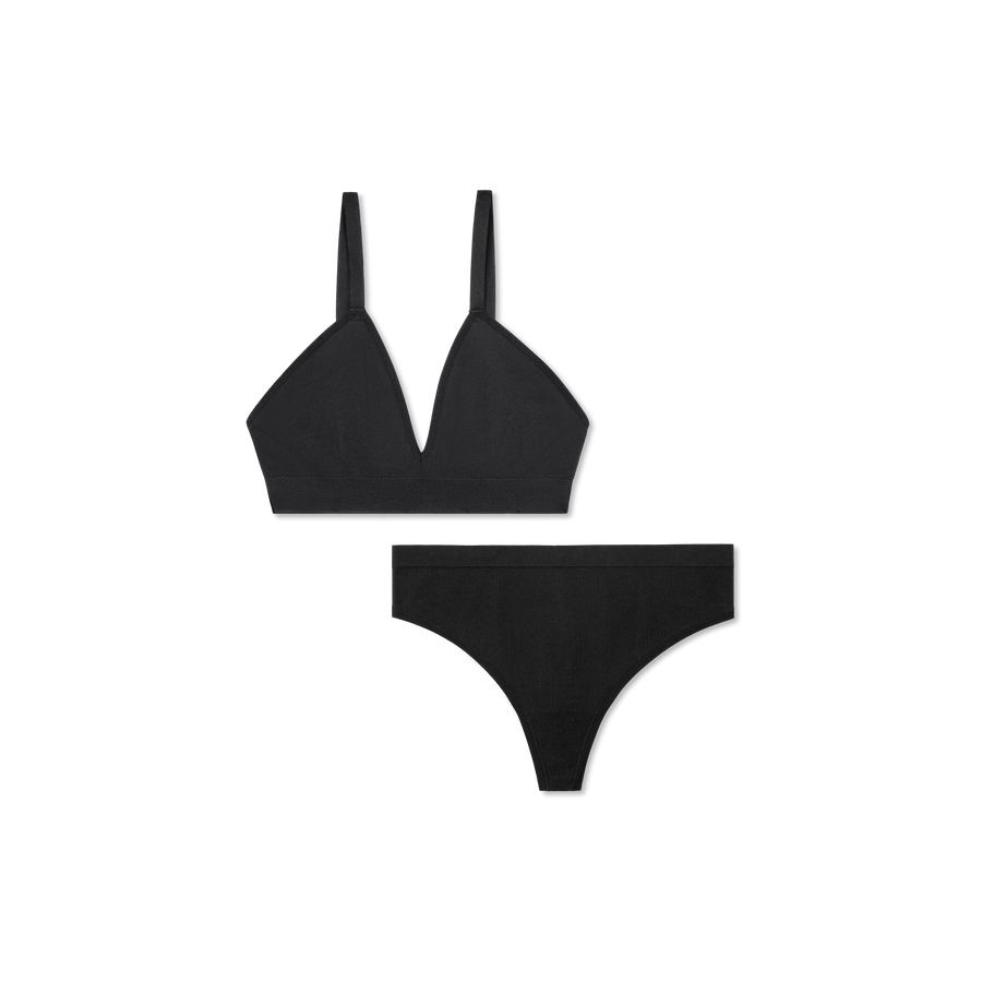 Women's Seamless Triangle Bralette + Thong Pack - Seamless Layer Comfort