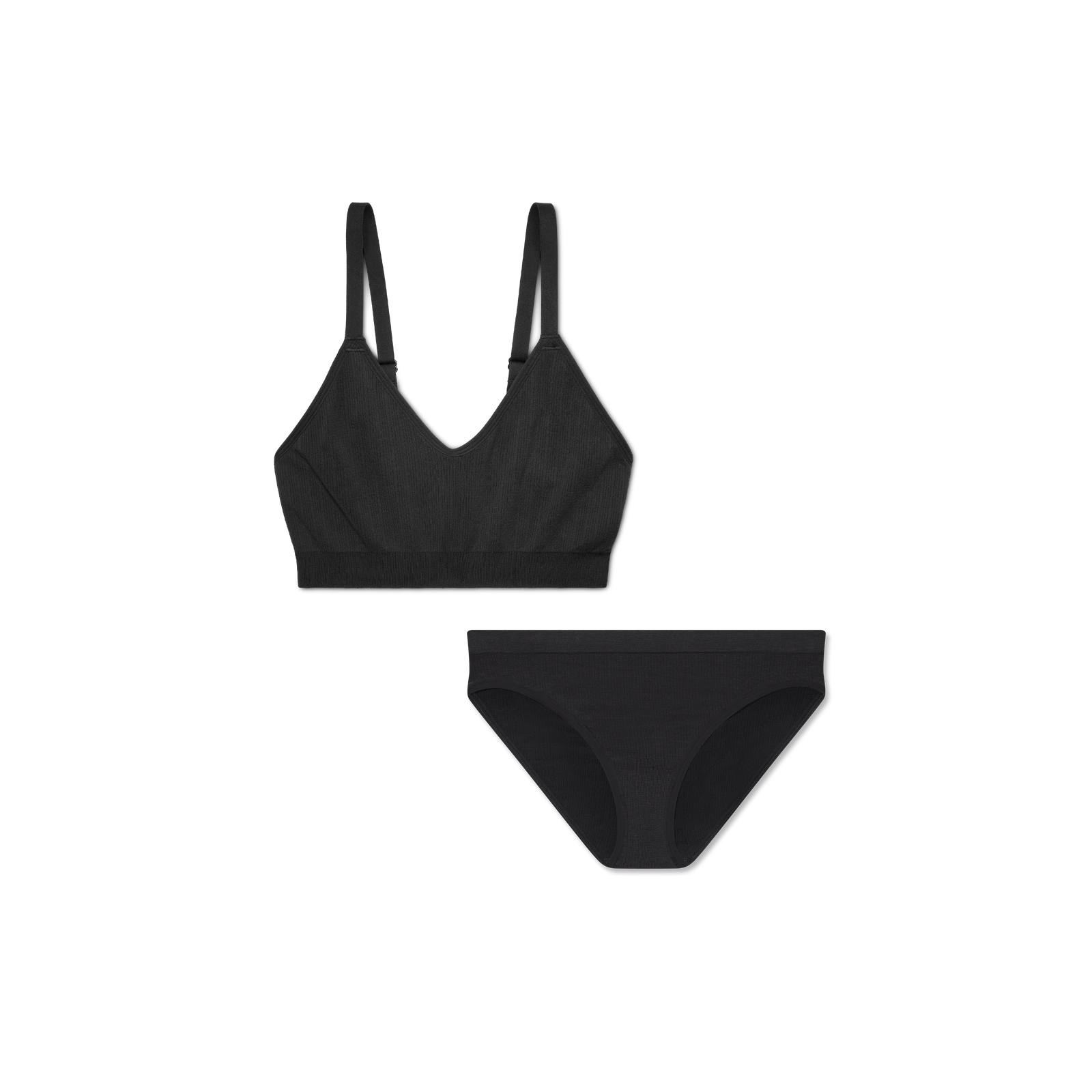 Women's Seamless Scoop Bralette + Bikini - Black L