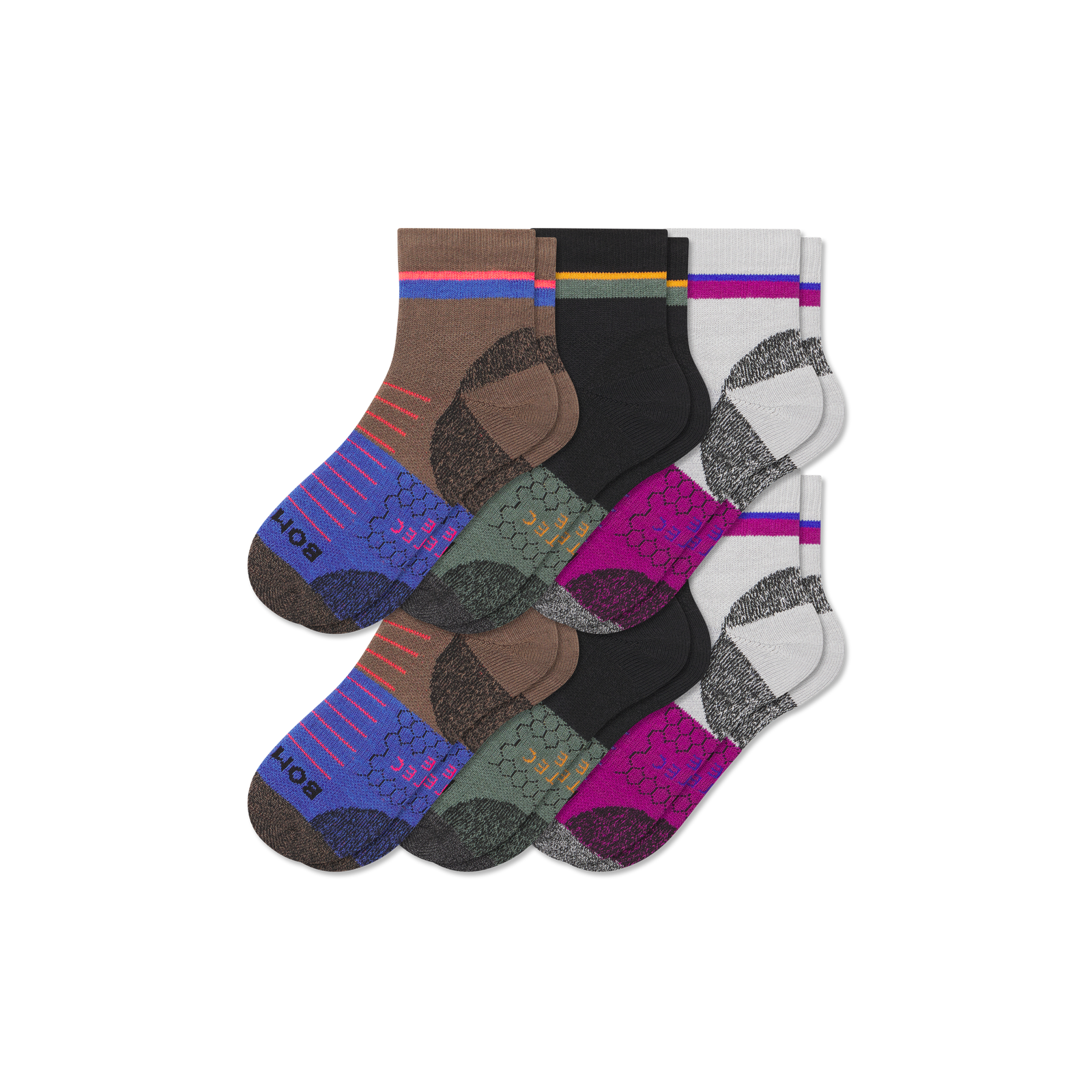 Men's Hiking Quarter Sock 6-Pack - Black Moss Mix