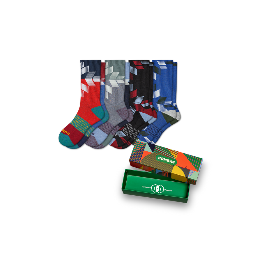 Men's Snowflake Calf Sock 4-Pack Gift Box - Ready Hike Stash