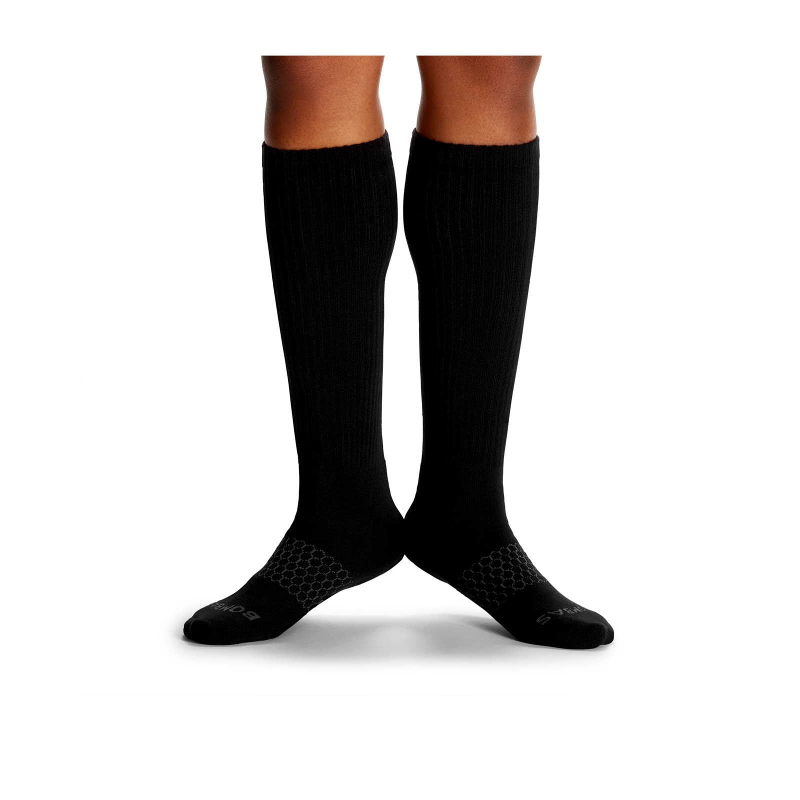 Marl Knee High Socks Black WO2