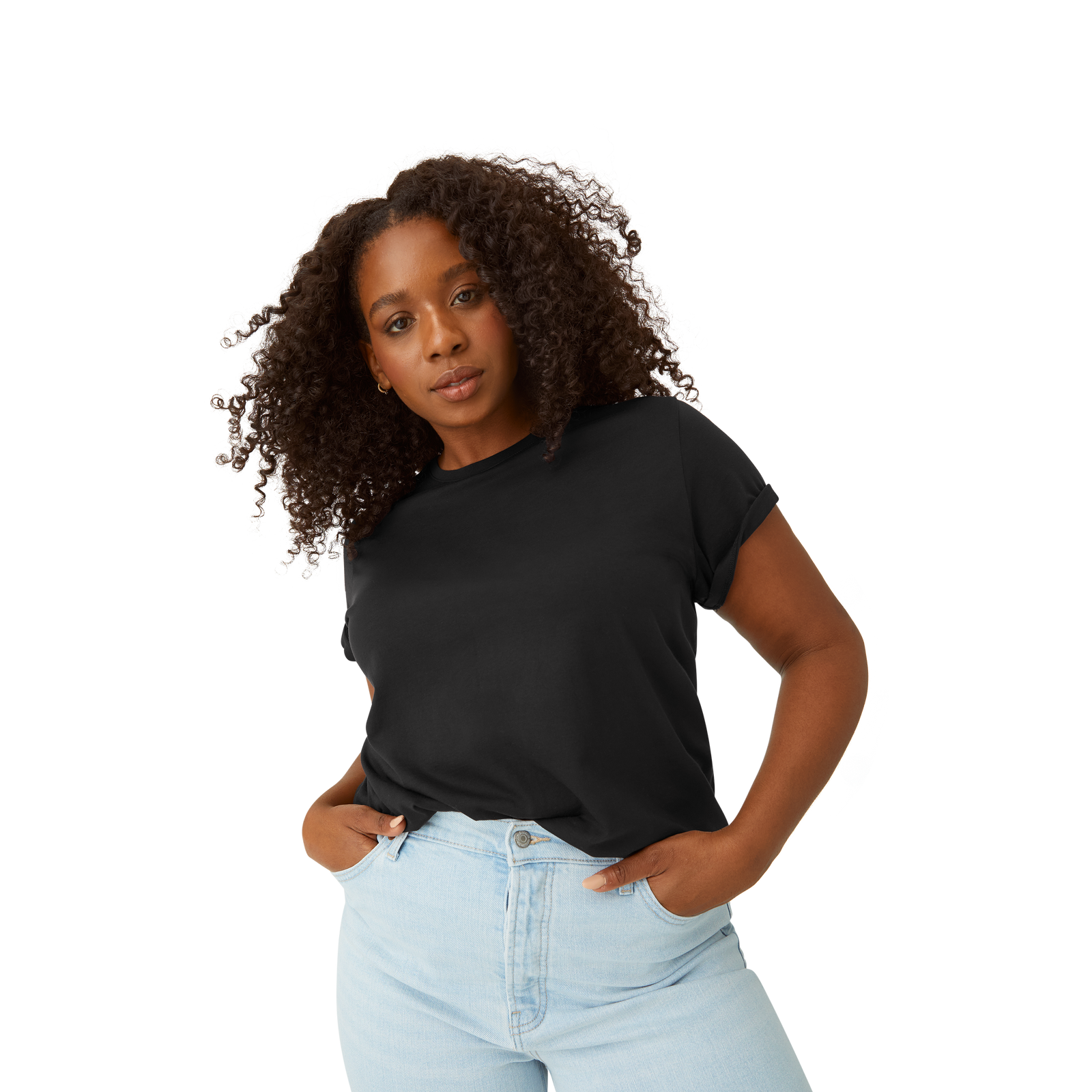 Women's Pima Cotton Crew Neck T-Shirt 6-Pack - black - 24