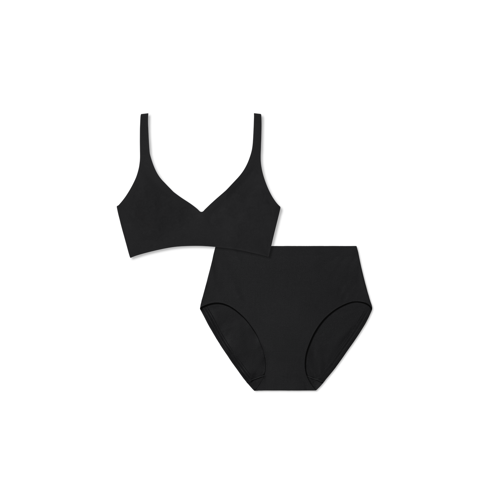 Women’s No Show Plunge Bralette + High Rise Brief - Black