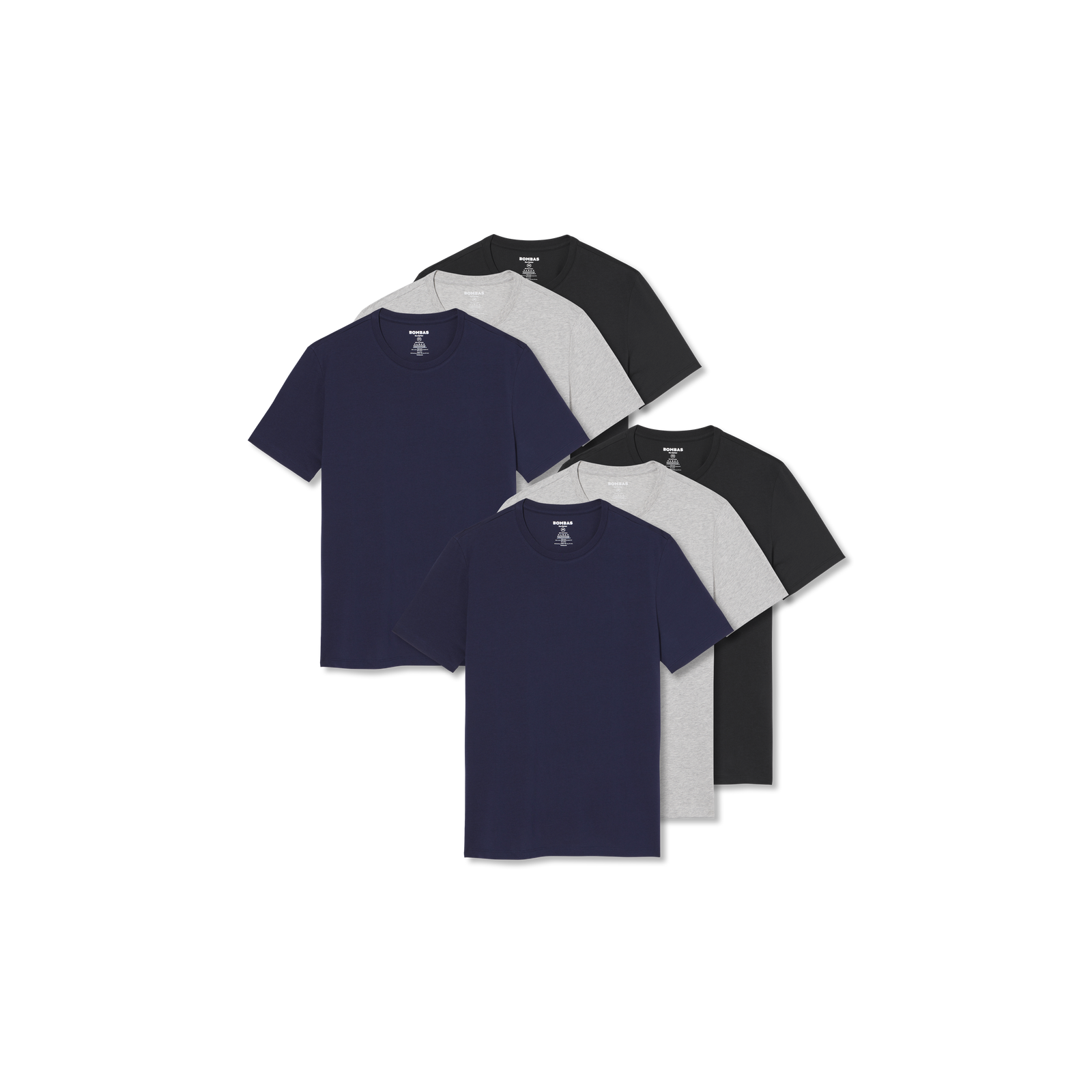 Men's Pima Cotton Crew Neck T-Shirt 6-Pack - Black Varsity Navy Mix L