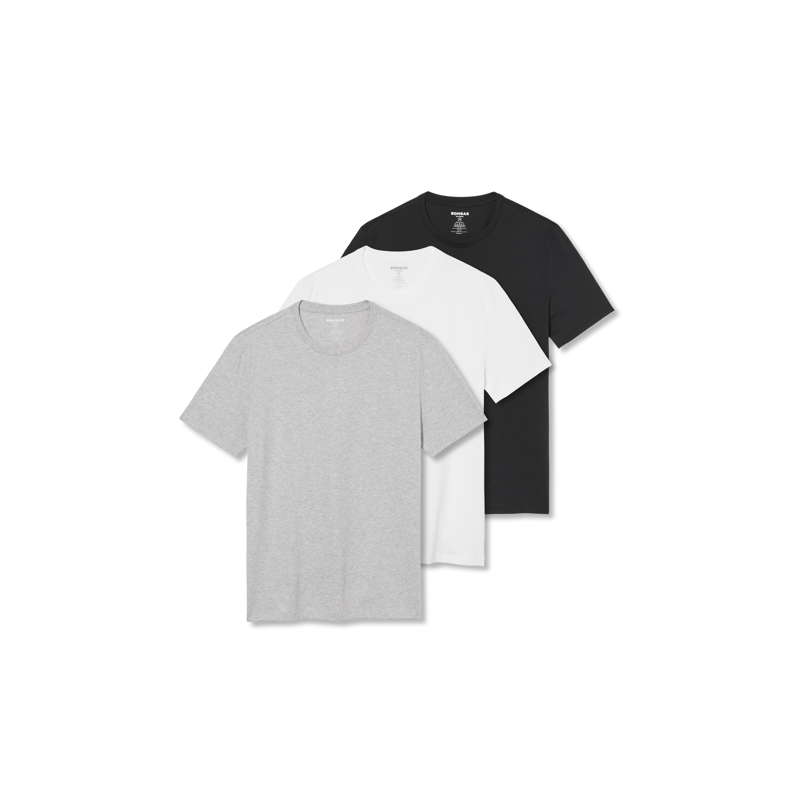 Men's Pima Cotton Crew Neck T-Shirt 3-Pack - Black White Grey Mix L