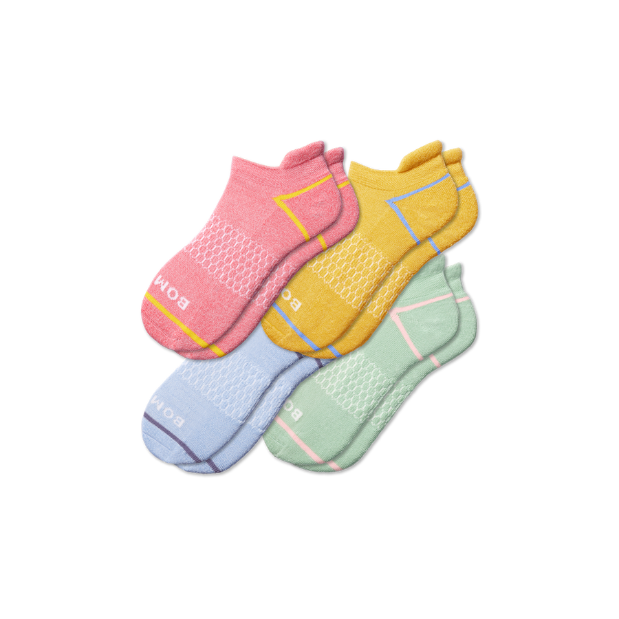 Women's Border Stripe Ankle Sock 4-Pack - Active Ankle Cushion