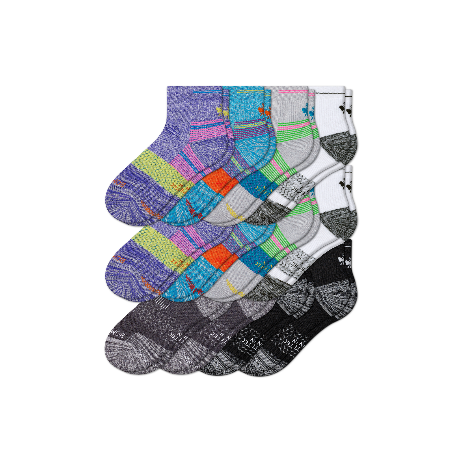 Women's Running Quarter Sock 12-Pack - blue-violet-mix - 1