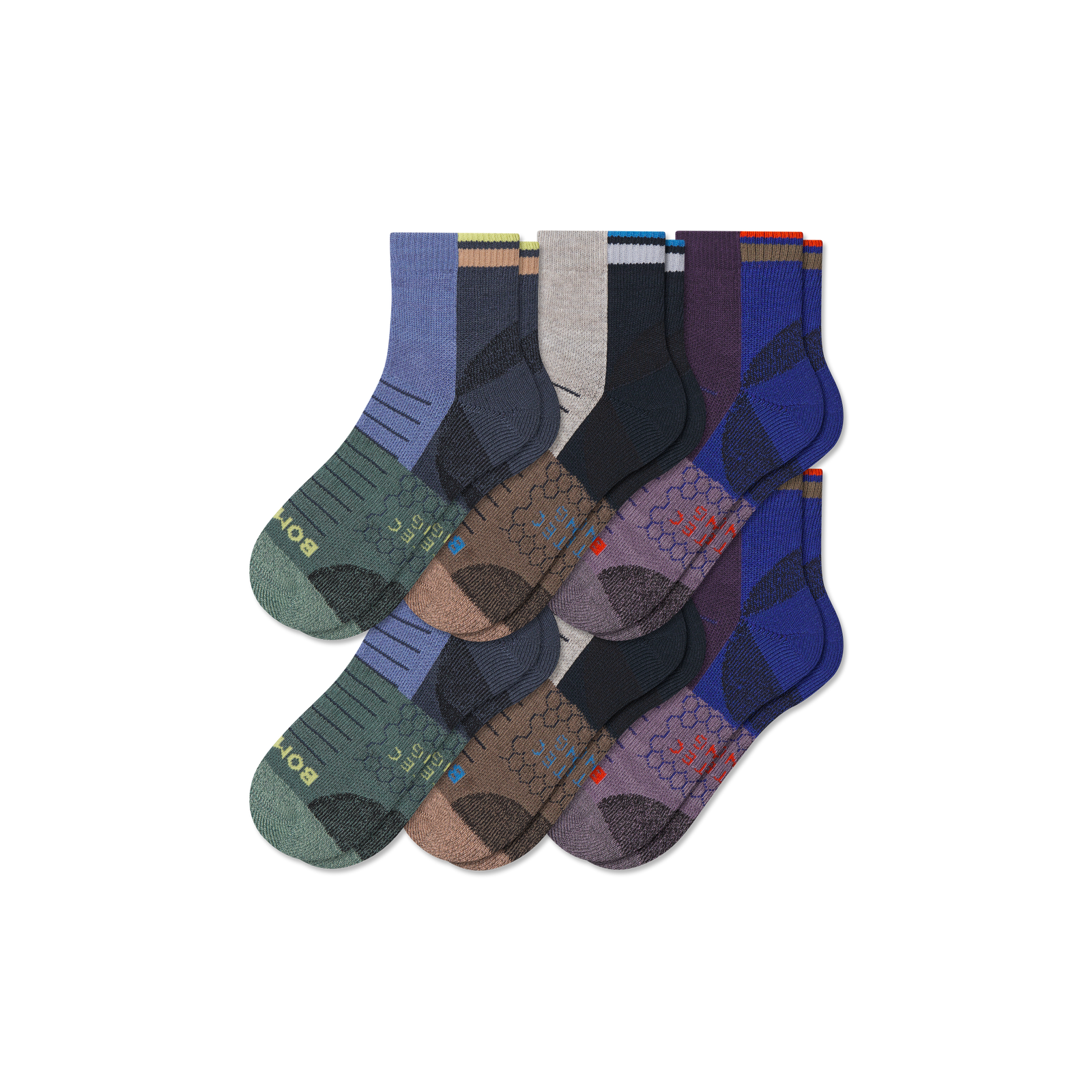 Hiking Quarter Sock 6-Pack - Botanic Blue Mix L