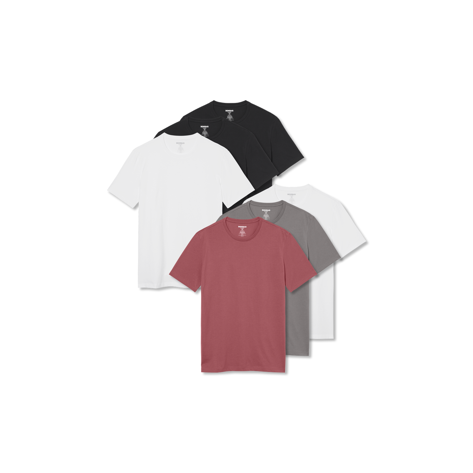 Men's Pima Cotton Slim Crew Neck T-Shirt 6-Pack - Boulder Berry Core Mix L