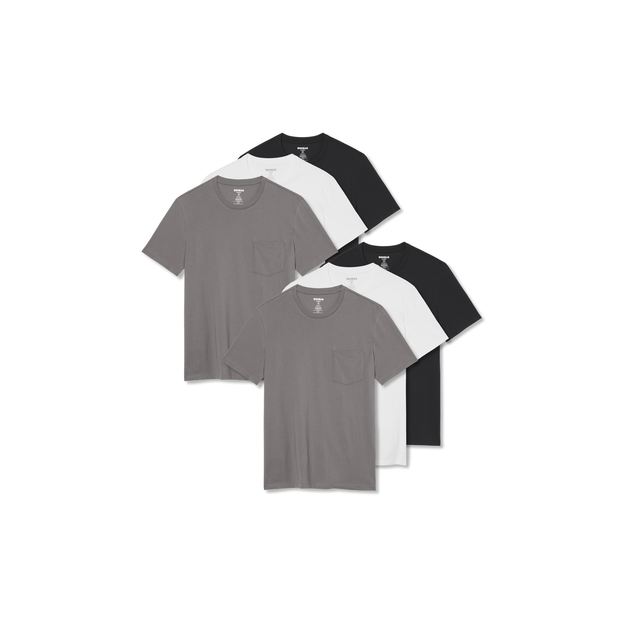 Men's Pima Cotton Pocket Crew Neck T-Shirt 6-Pack - Boulder White Black Mix L