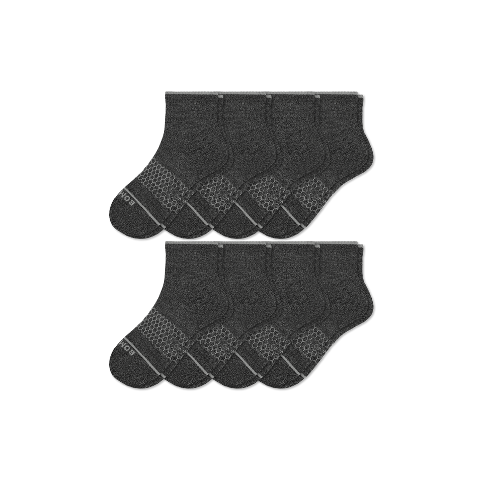 Merino Wool Blend Quarter Sock 8-Pack - dark charcoal L