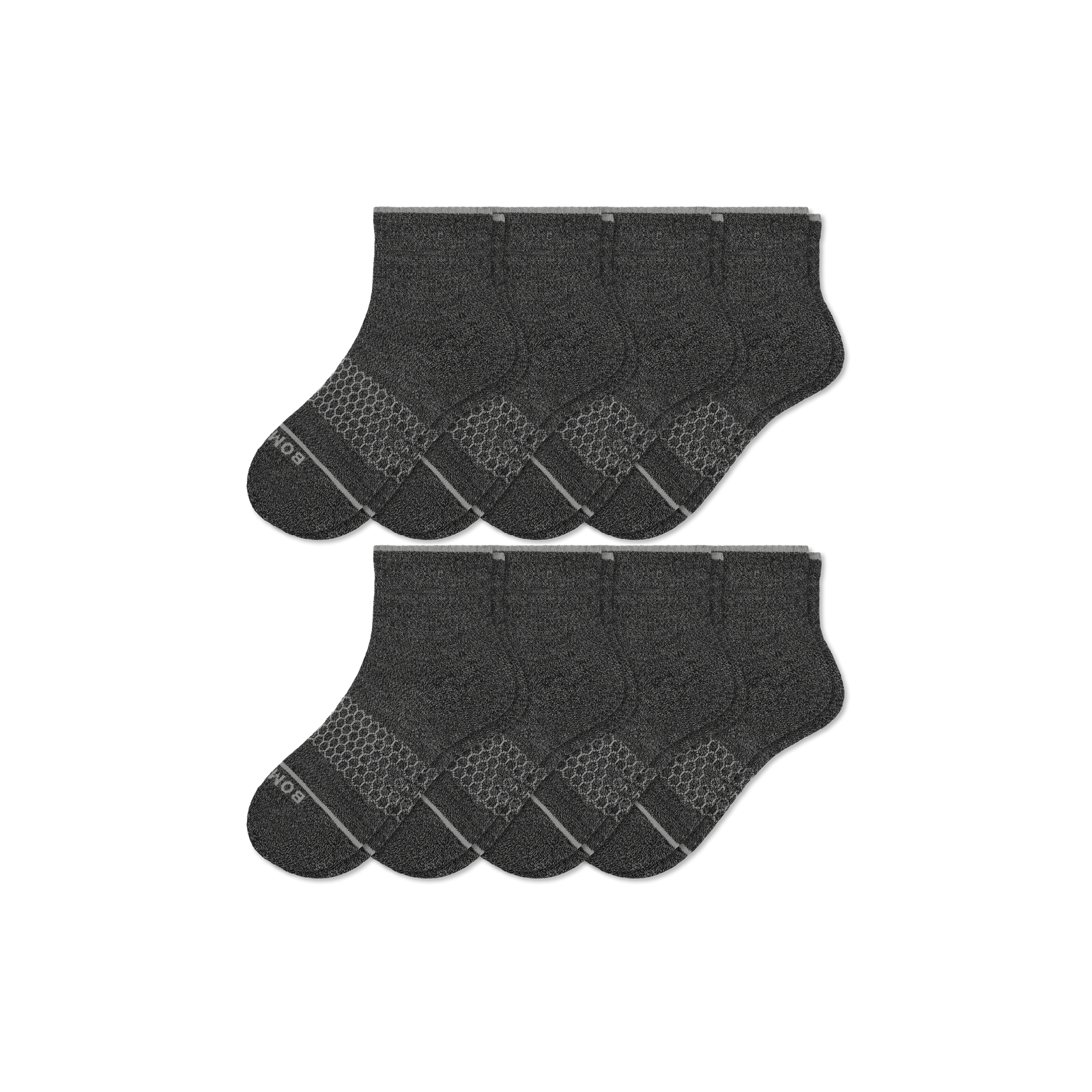 Merino Wool Blend Quarter Sock 8-Pack - dark charcoal L