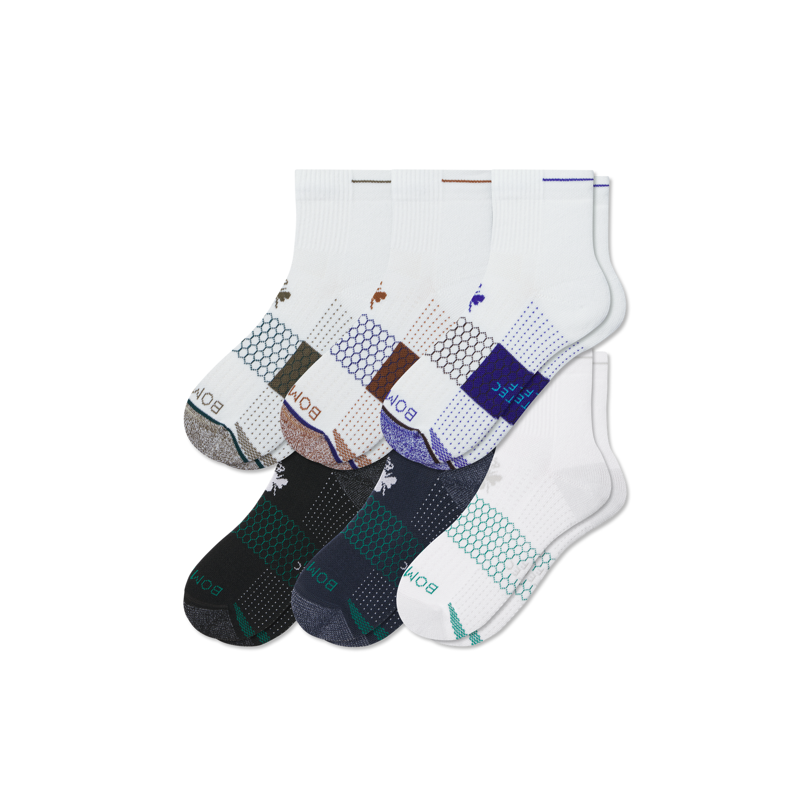 Men's Golf Quarter Sock 6-Pack - cocoa blue core mix L