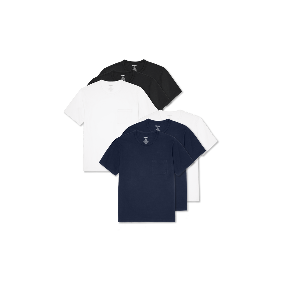 Men's Premium Weight Pocket Crew Neck T-Shirt 6-Pack - Relaxed Weekend Fit