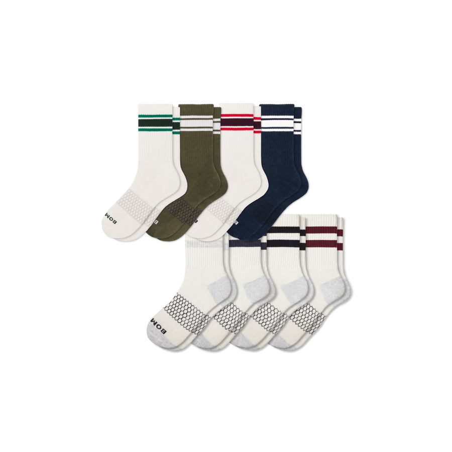 Men's Vintage Stripes Half Calf Sock 8-Pack - Active Crew Support