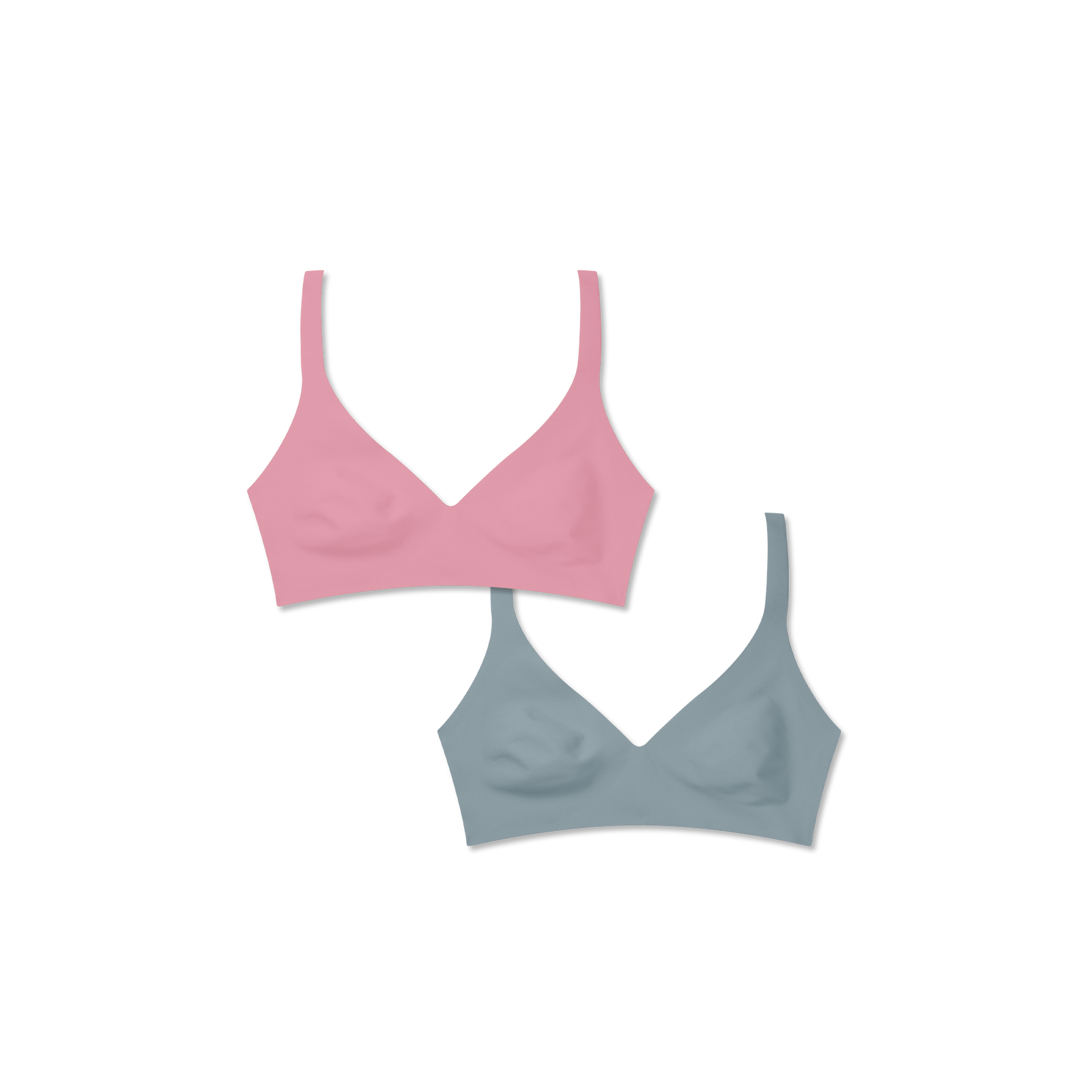 Womenâ€™s No Show Plunge Bralette 2-Pack - Dried Rose x Sea Storm L