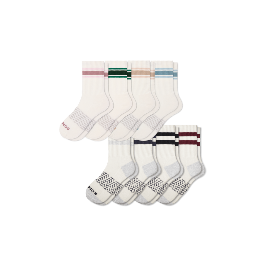Women's Vintage Stripes Half Calf Sock 8-Pack - Comfort Hike Support