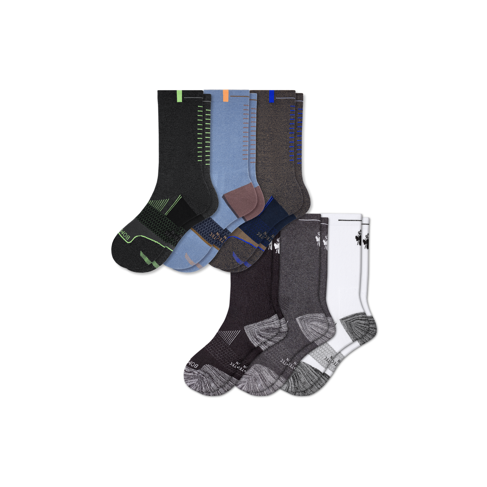 Men's Running Calf Sock 6-Pack - Fjord Mix L