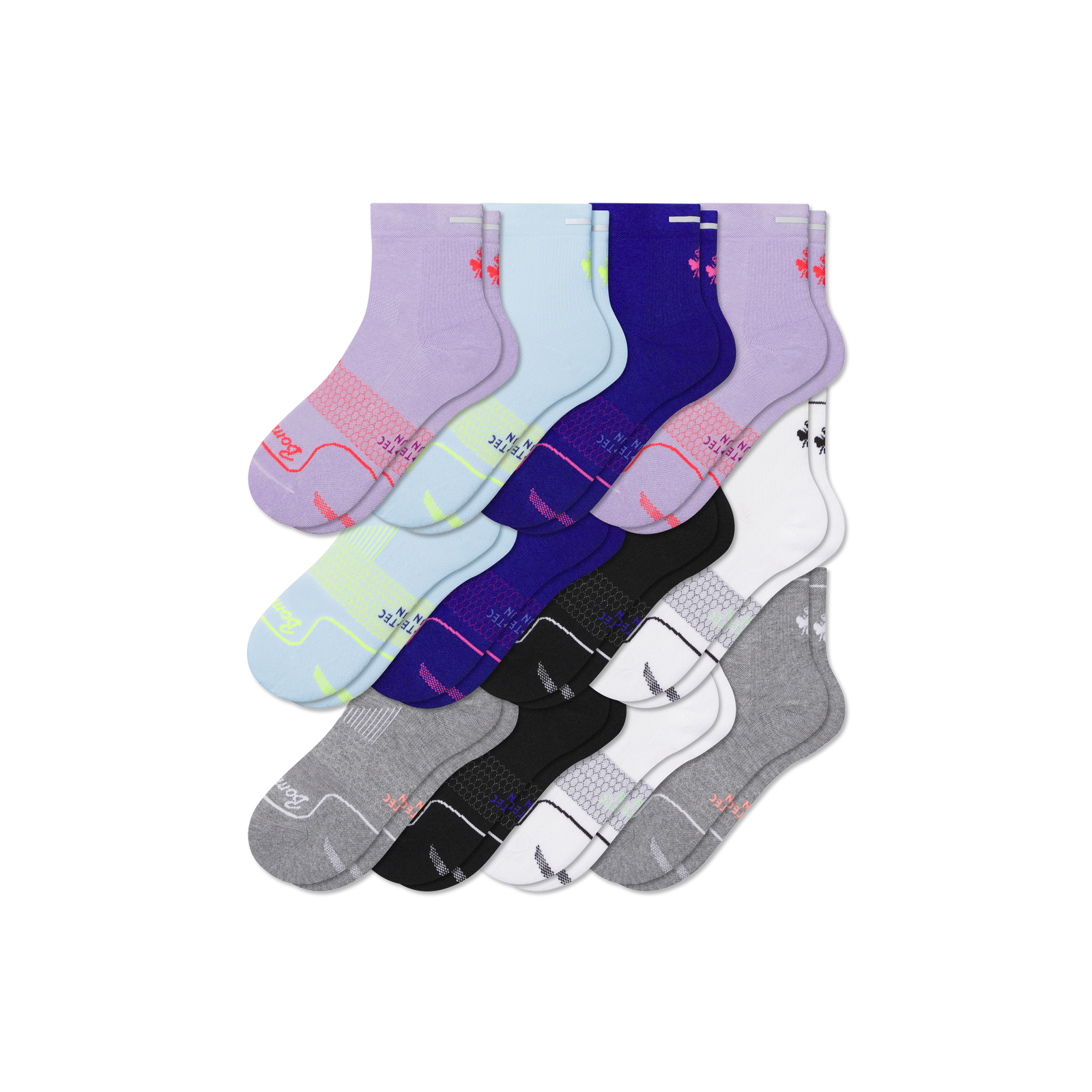 Women's Running Quarter Sock 12-Pack - glacier blue core mix L