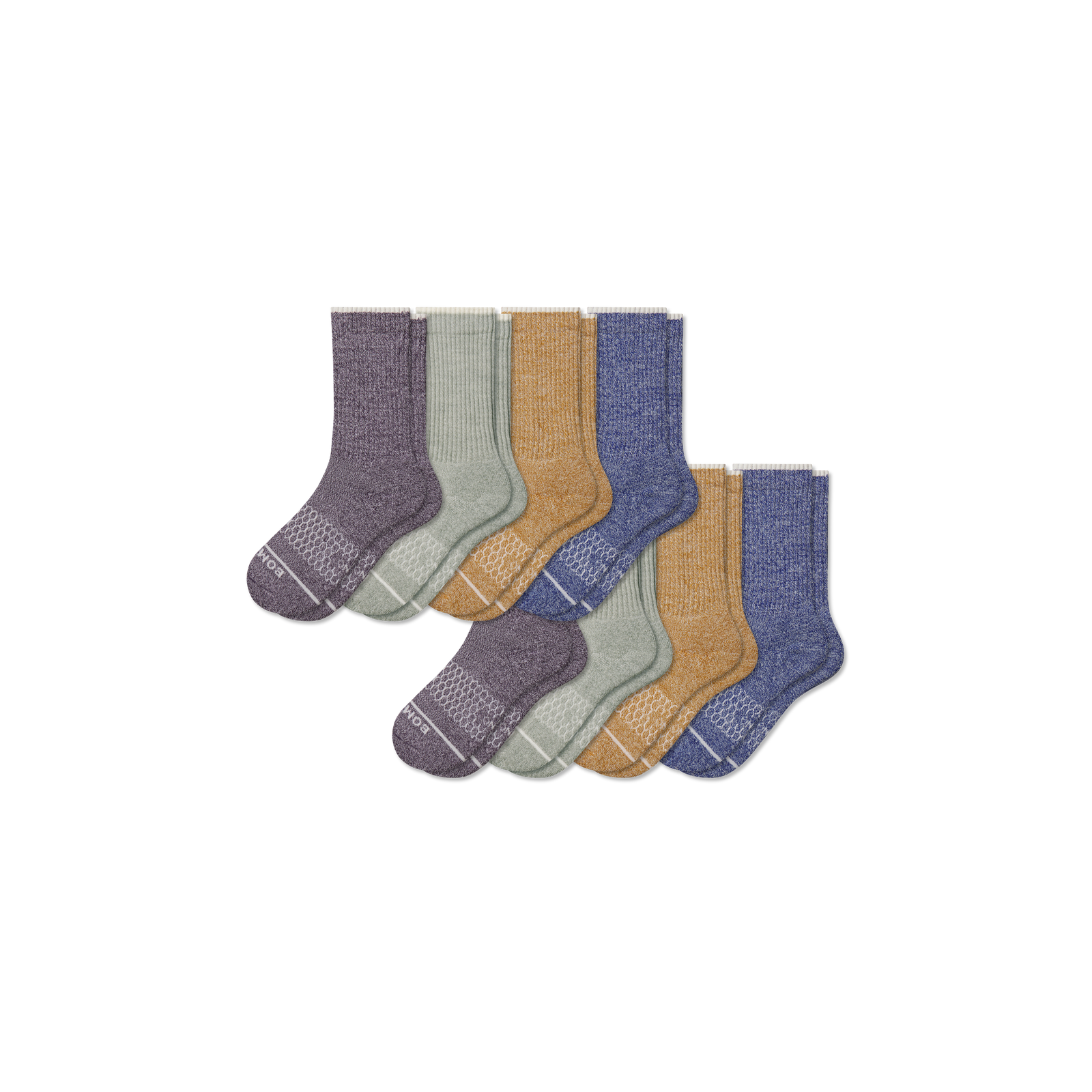 Youth Merino Wool Blend Calf Sock 8-Pack - Glacier Sage Mix L