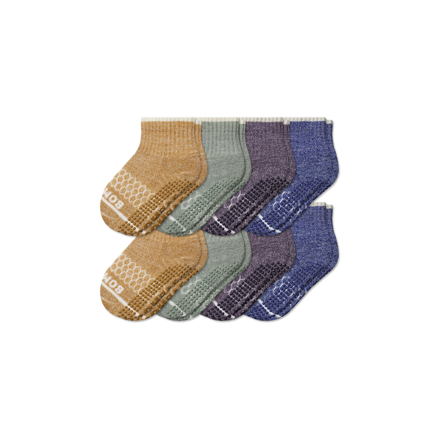 Toddler Merino Wool Blend Gripper Calf Sock 8-Pack - Cozy No Show Cushion
