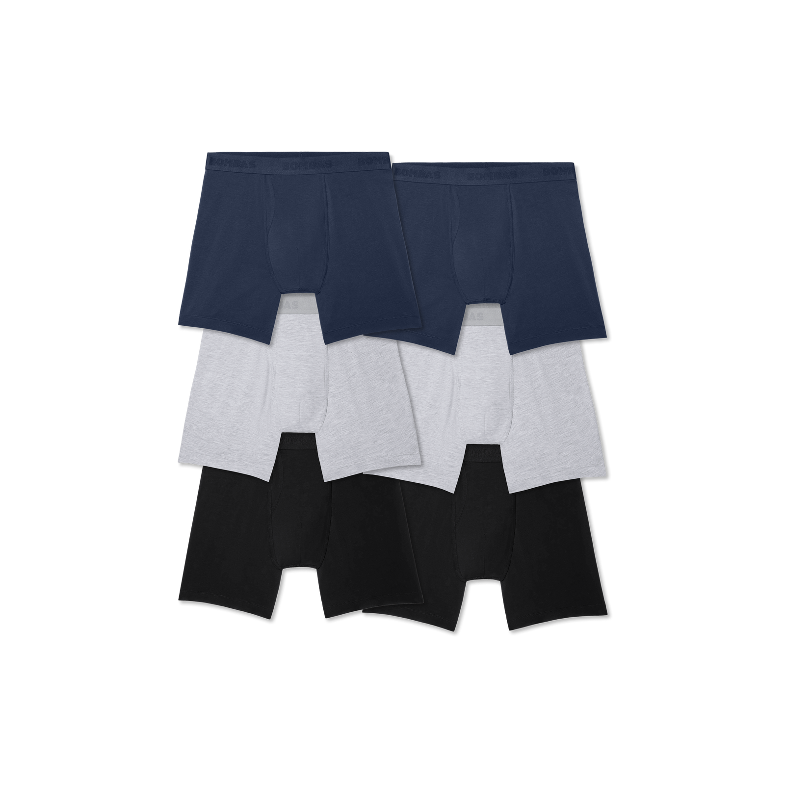Men's Cotton Modal Blend Boxer Brief 6-Pack - Grey Black Navy Mix L