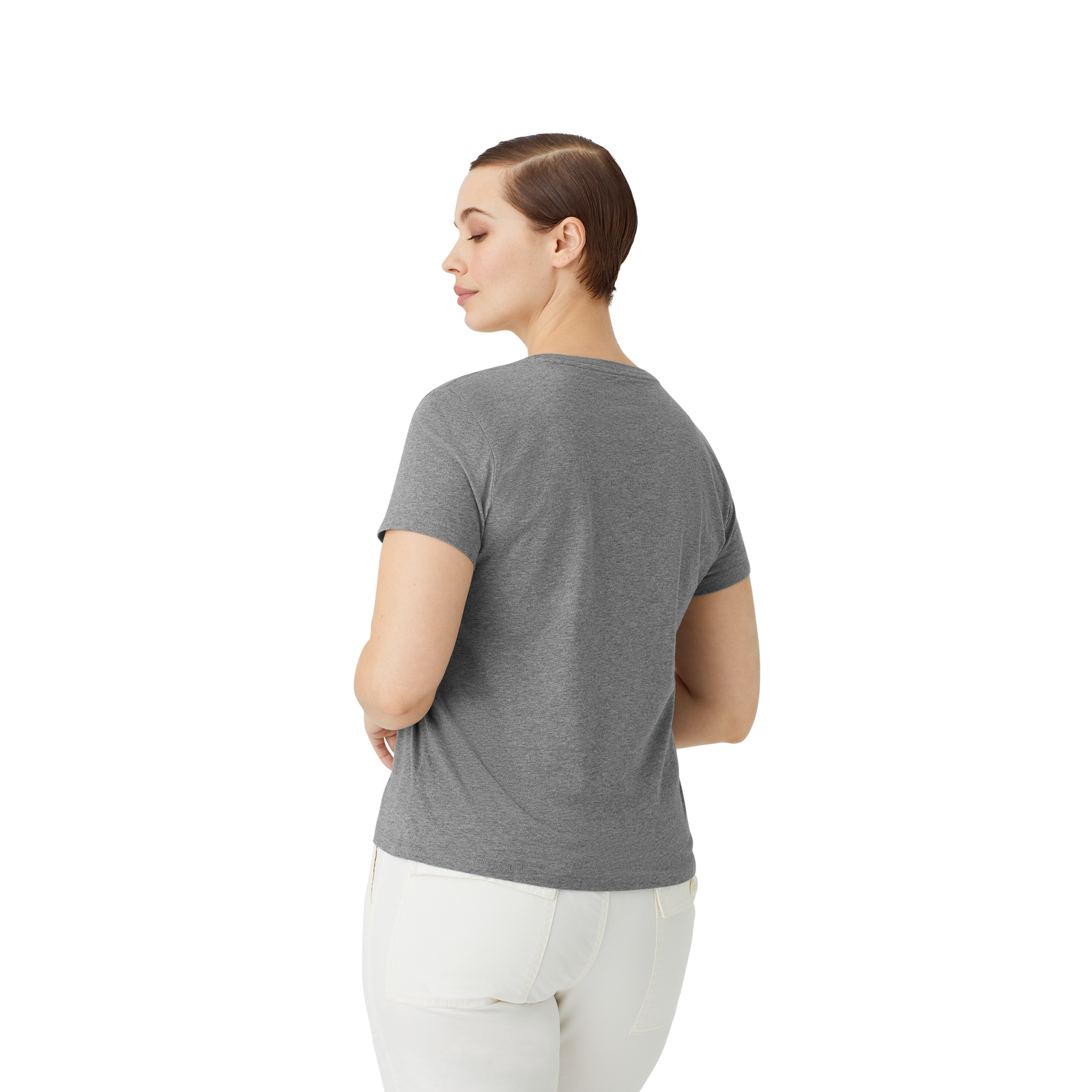 Pima Cotton V-Neck T-Shirt Grey Heather WO3