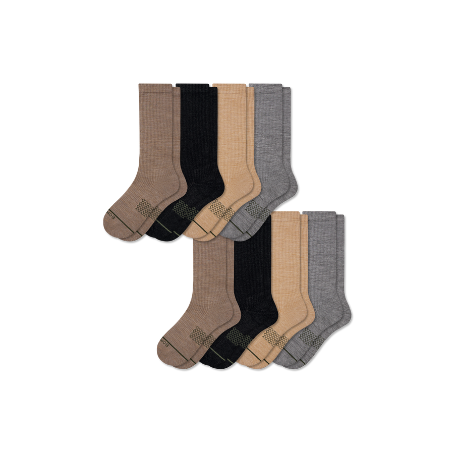 Men's Merino Wool Blend Modern Rib Calf Sock 8-Pack - Trail Run Rotation